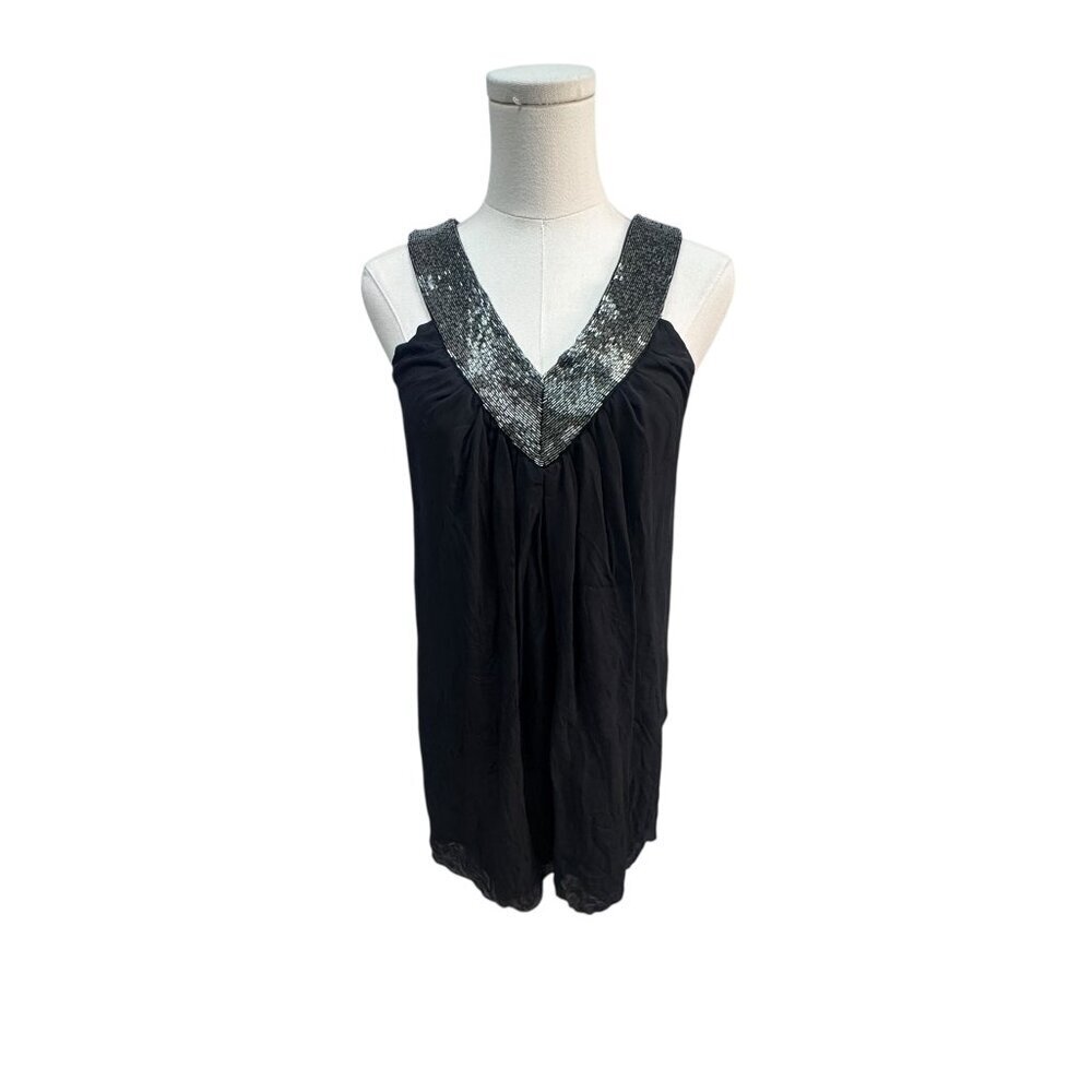 EUC Alice + Olivia Black Silk Beaded Trim Dress – Size XS